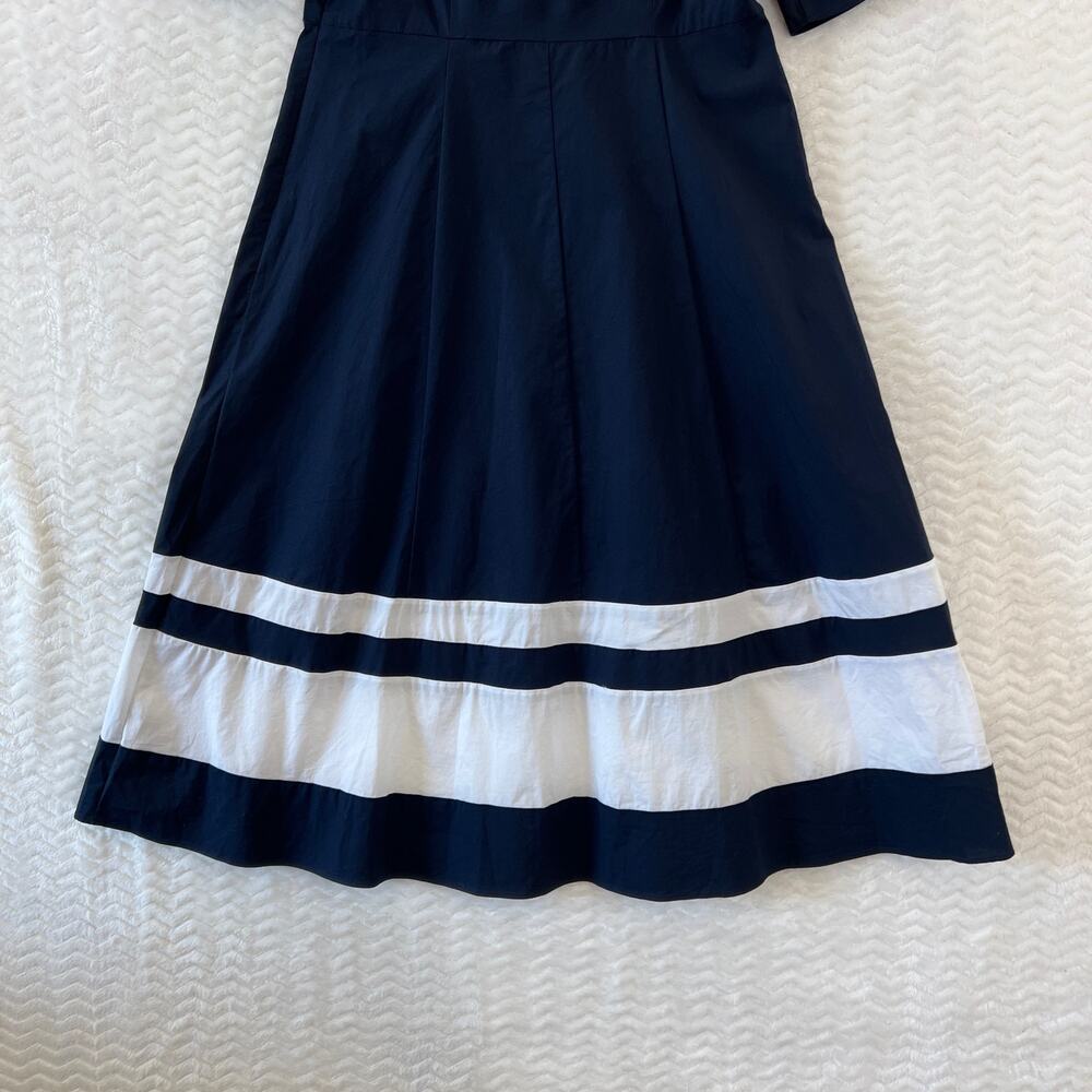 Tommy Hilfiger Navy Blue Off Shoulder Feminine Old Money Midi Dress Womens Small - Picture 8 of 14